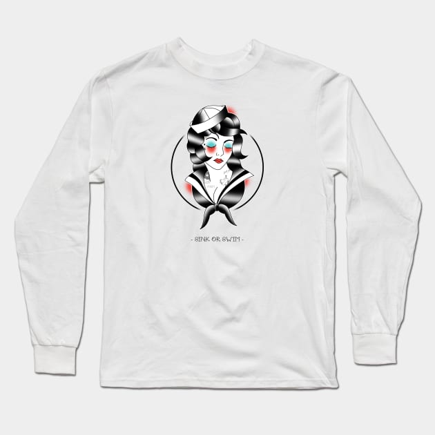 GIRL OLDSCHOOL TATTOO STYLE Long Sleeve T-Shirt by TENSTUDIOART